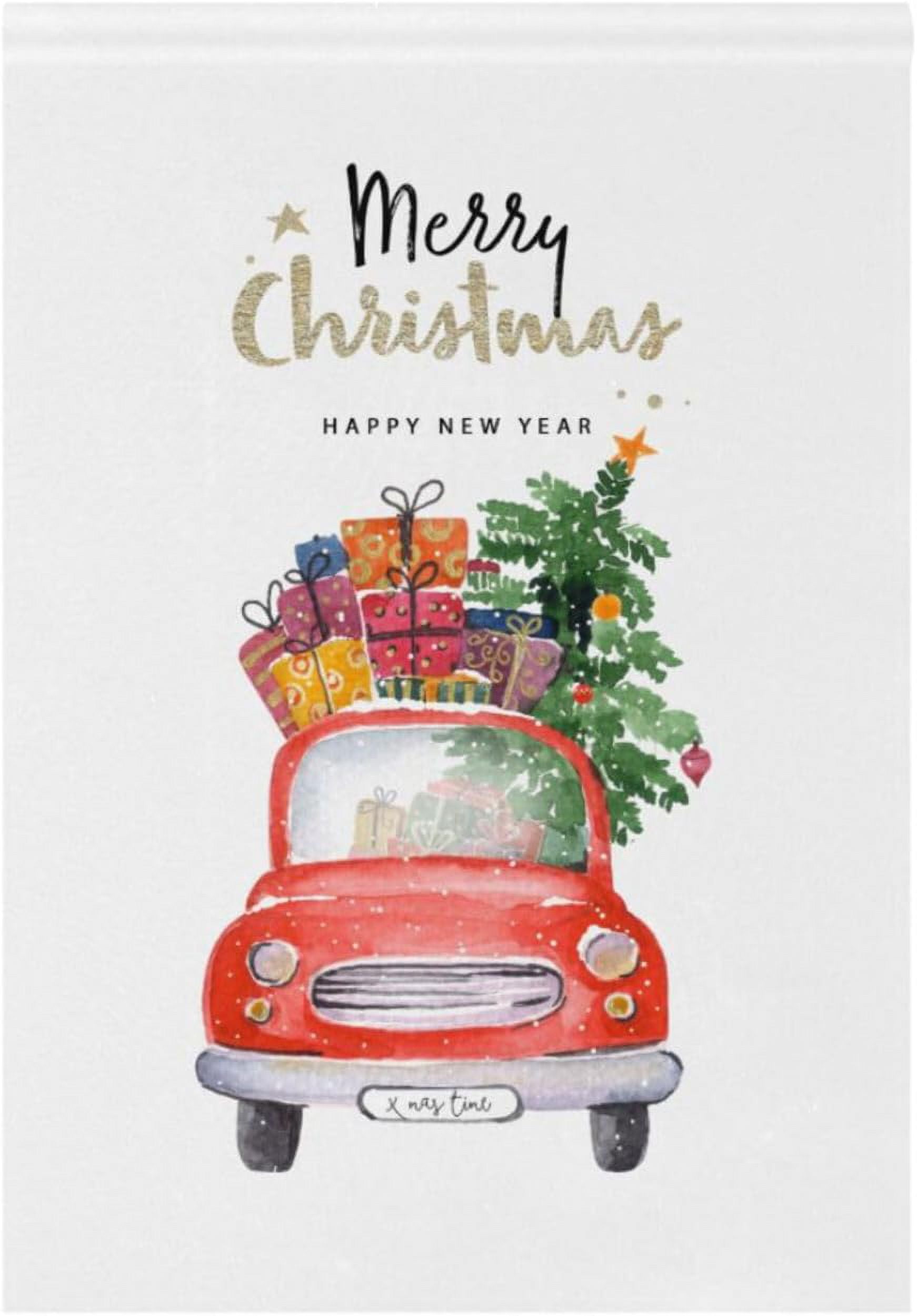 GZHJMY Red Pick Up Car with Christmas Tree Garden Flag 12 x 18 Inch