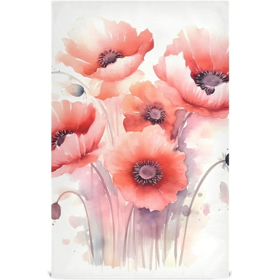 GZHJMY Red Poppy Flower Kitchen Towel, Dish Towels Quick Drying Tea Towels Absorbent Hand Towels for Kitchen Sink Dinner Table 28 x 18 Inches, Set of 1