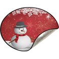 thumbnail image 1 of GZHJMY Red Snowman Snowflake Christmas Tree Mat, Round Christmas Tree Stand Mat Decoration for Holiday Party Home Christmas Day Ornaments Floor Door, 28.3", 1 of 6