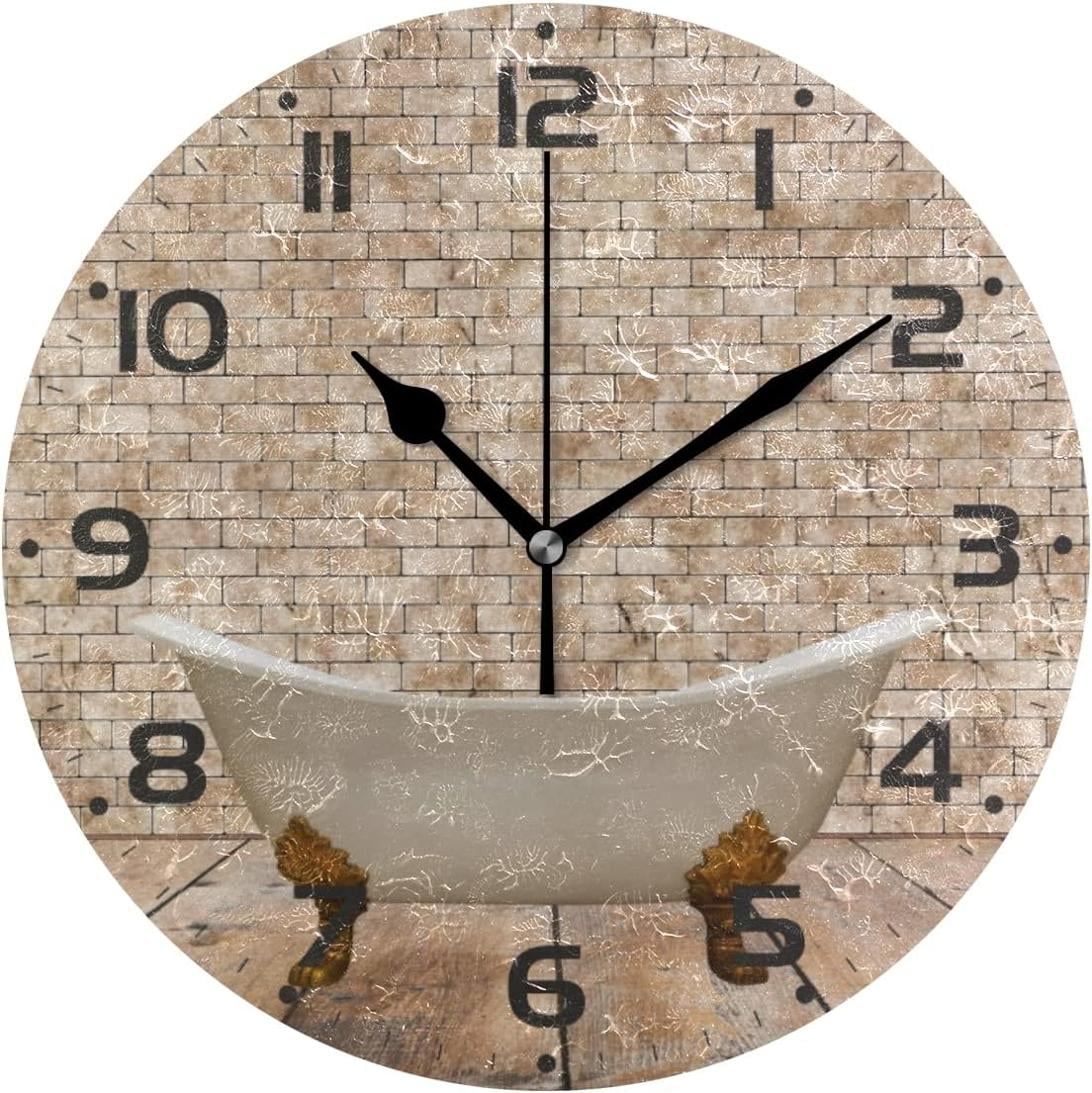 GZHJMY Retro Bathtub Wall Clock, 10" Silent Non Ticking Round Clock