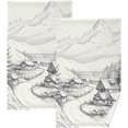 thumbnail image 1 of GZHJMY Retro Mountain Village Hand Towels Set of 2 Pack - 16 x 28 Inches Extra Absorbent Pure Washcloth Towels, Super Soft Hand Towel for Bathroom, Hotel, Kitchen, Gym, 1 of 7