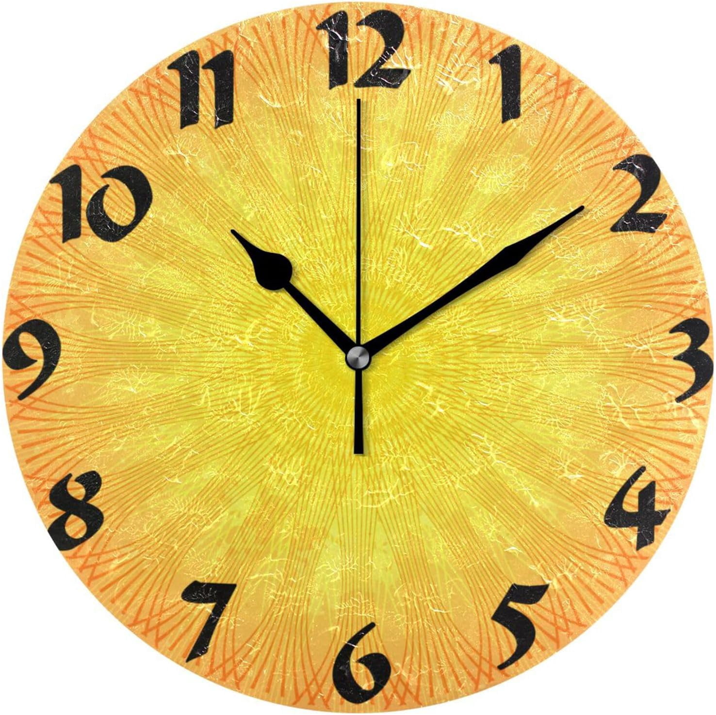 GZHJMY Retro Orange Pattern Wall Clock,Silent Non Ticking 10 Inch ...