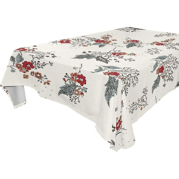 GZHJMY Retro Wild Flower Square Tablecloths, Decorative Tablecloths, Stain Resistant, Heat Resistant, Wrinkle Resistant, Suitable for Kitchen, Dining Room