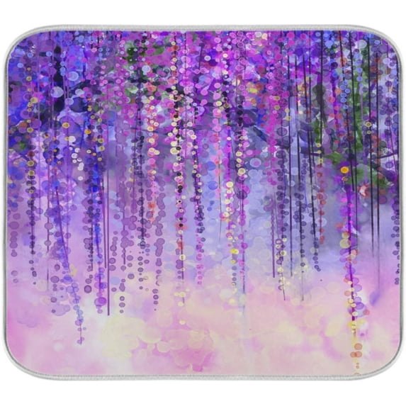 GZHJMY Romantic Beautiful Wisteria Flowers Absorbent Dish Drying Mat,16" x 18" Microfiber Kitchen Countertop Table Protector Multi-Purpose Counter Rack Sink Drainer Pad