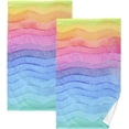 thumbnail image 1 of GZHJMY Romantic Rainbow Tie Dye Cotton Towels Set 2 Pcs Absorbent Hand Towel Face Towels Kitchen Towels Bath Towels for Bathroom Laundry Room Kitchen 16 x 28 Inches, 1 of 7