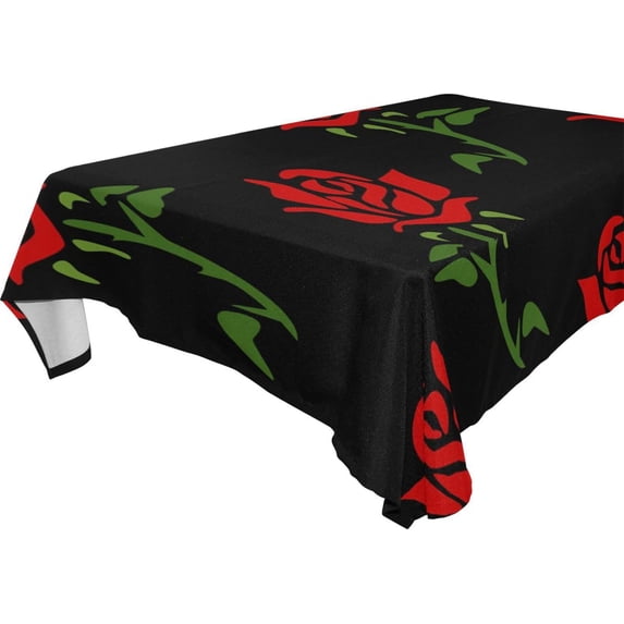 GZHJMY Rose Flower Tablecloth, Rectangle Waterproof Washable Polyester Table Cover for Picnic Dinner Holiday Party Decor, 60 x 108 Inch