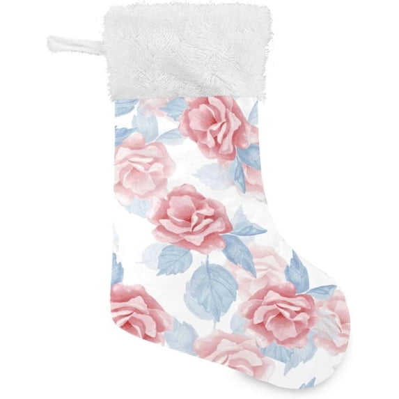 GZHJMY Rose Flowers Christmas Stockings 2PCS, Large Xmas Stockings Gift Decorations and Party Supplies,Used for Fireplace Decoration Socks Christmas Tree Decoration