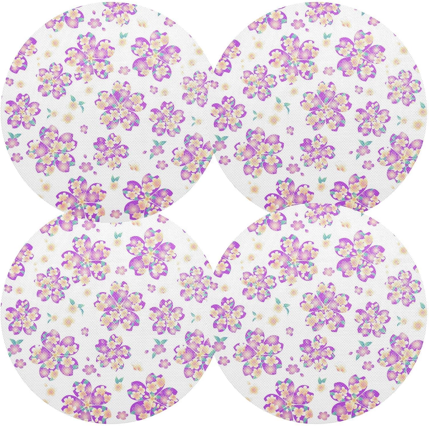 GZHJMY Round Braided Placemats Set of 6 Japanese Cherry Blossom Round ...
