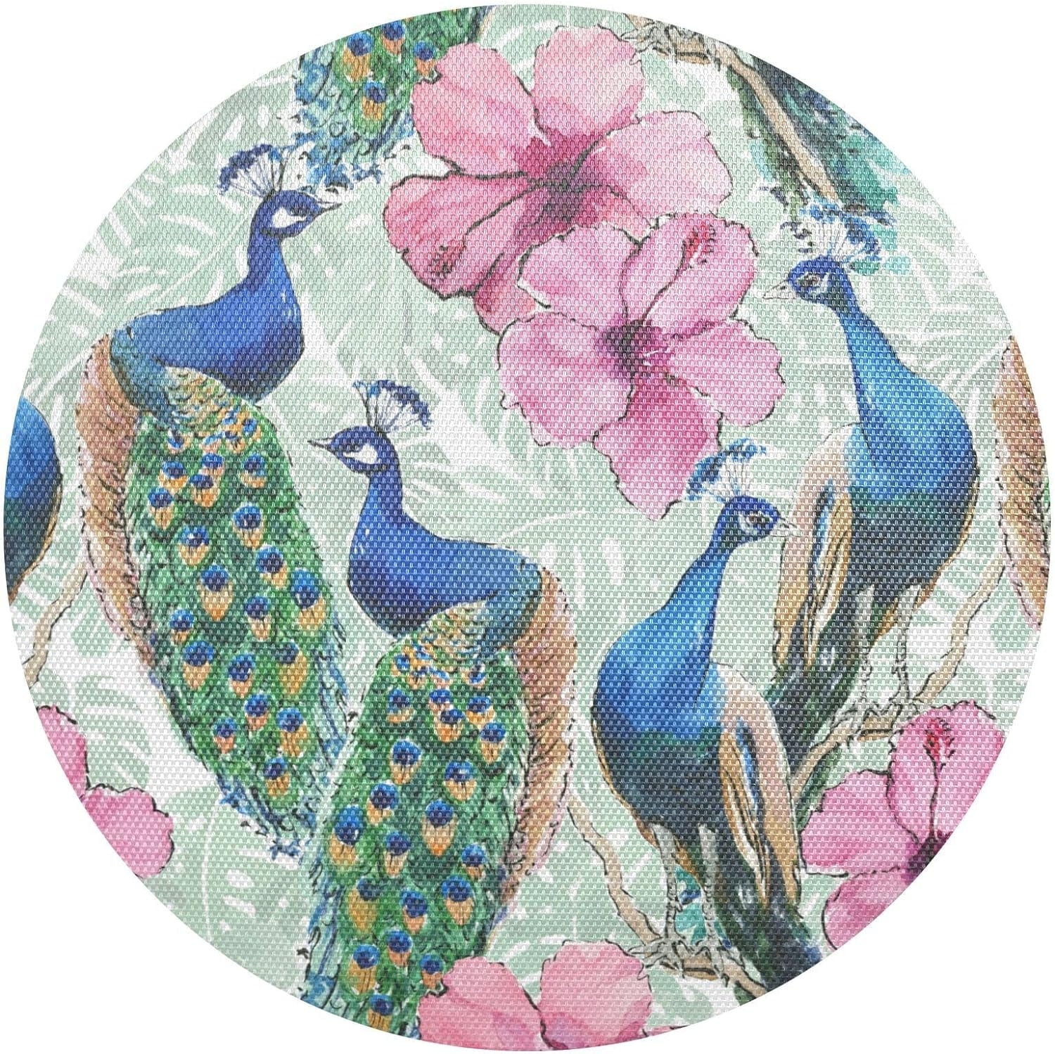 Peacock Flower CW1406027CL Quilted Round Mat main image 1