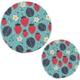thumbnail image 1 of GZHJMY Round Cotton Trivets Pot Holders 2PCS for Hot Pots and Pans and Pot Holders Cooking and Baking Placemat, Kitchen Placemat Hot Pad Coasters 7/9In-Strawberry Flowers, 1 of 5