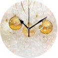 thumbnail image 1 of GZHJMY Round Digital Clock Gold Christmas Balls Creative Decorative Quiet Not Ticking Clock,Bedroom Living Room Bathroom Kitchen Office Wall Ornament (Black 10x10In), 1 of 7