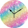 thumbnail image 1 of GZHJMY Round Digital Clock Rainbow Galaxy Creative Decorative Quiet Not Ticking Clock,Bedroom Living Room Bathroom Kitchen Office Wall Ornament (Black 10x10In), 1 of 7