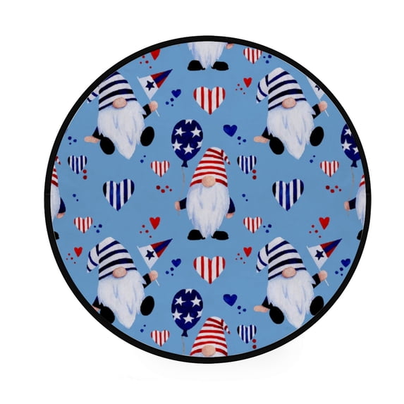 GZHJMY Round Rugs for Living Room, 4Th July Watercolor Pattern Non-Slip Coral Velvet Long Runner Rugs, Washable Water Absorbent Mat Carpet for Bedroom Kitchen Kids Room