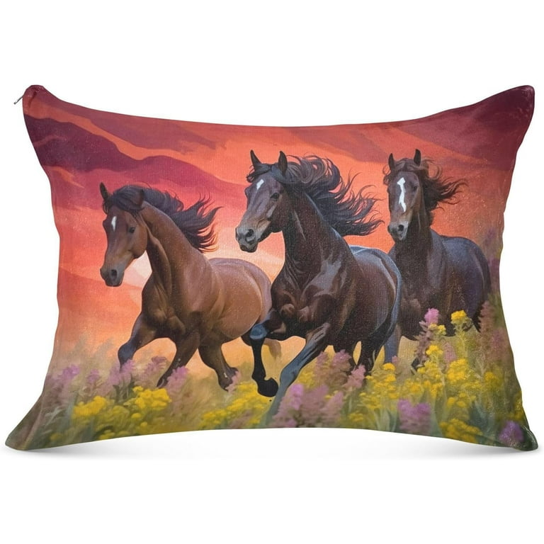 GZHJMY Running Horse Body Pillow Cover with Zipper Soft and Cozy Fuzzy Fleece Body Pillow Case Cover 21 x 54 in Plush Long Body Pillow Pillowcase for