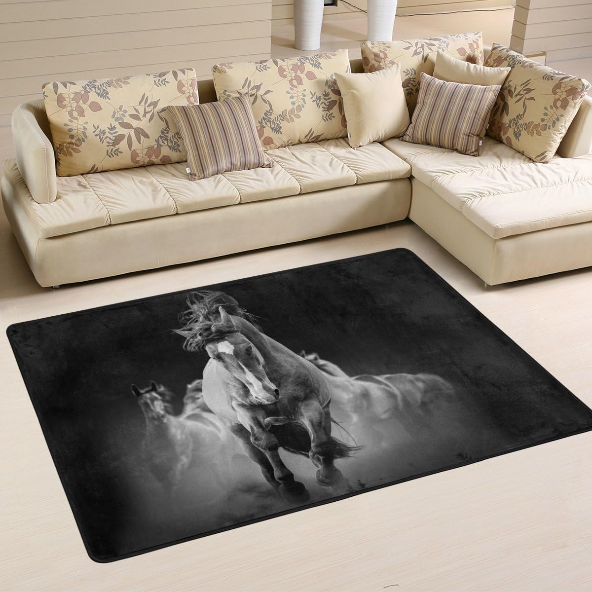 GZHJMY Running Horse Non Slip Area Rug for Living Dinning Room Bedroom ...