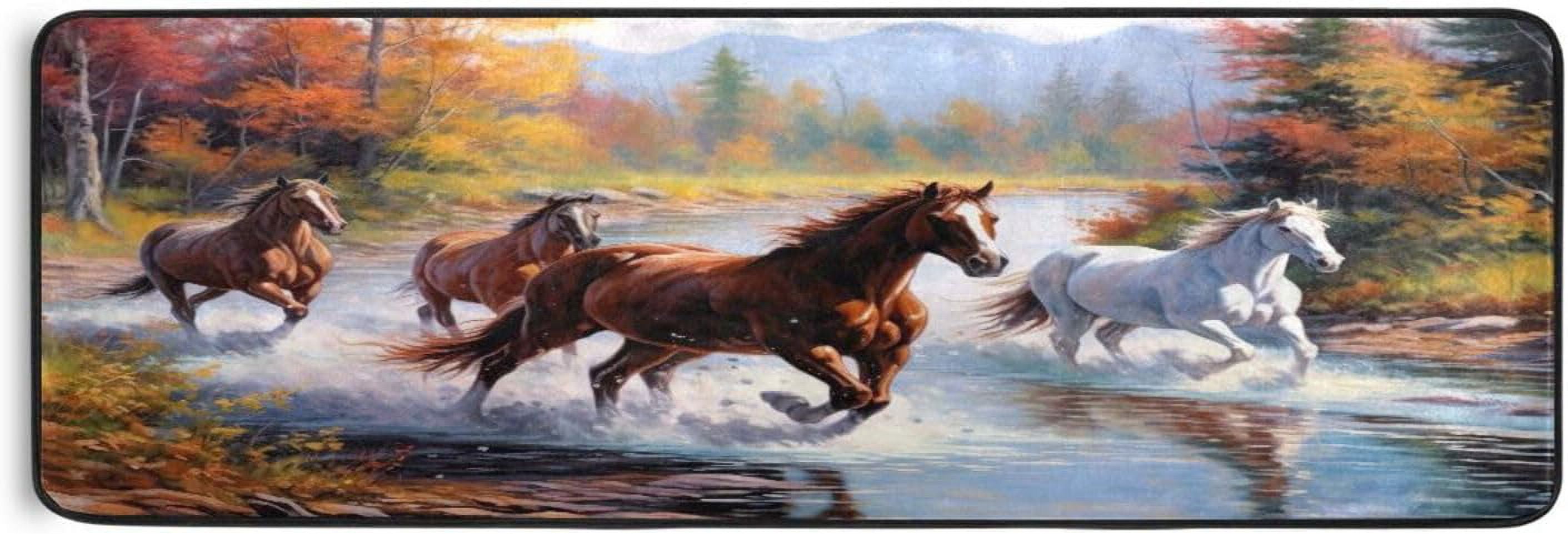 GZHJMY Running Horses Painting Area Rug - 2' x 6' Washable Runner Rugs ...