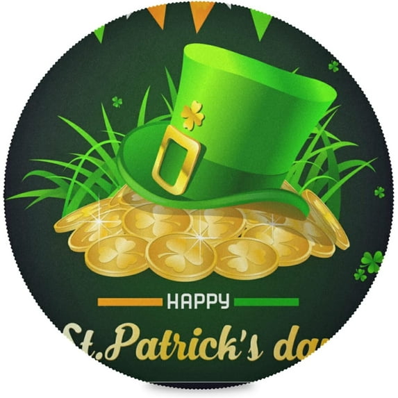 GZHJMY Saint Patrick's Theme Round Placemats Durable Non-Slip Heat and Stain Resistant Placemat for Kitchen Table Decoration Outdoor BBQ Activities(4PCS) Table Mat