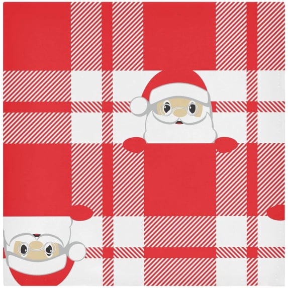 GZHJMY Santa Claus Check Cloth Napkins Set of 4 Pack, Washable Soft Table Dinner Napkins 20 inch for Kitchen, Hotel, Party, Wedding Washcloths