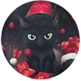 thumbnail image 1 of GZHJMY Santa Hat Cat Round Placemats 15.4in, Washable Heat Resistant Table Mats for Dining Tables Kitchen Wedding Party Decoration Plate Mats Set of 4 Table Mat, 1 of 7