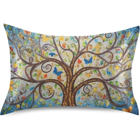 GZHJMY Satin Pillowcase for Hair and Skin Breathable Slip-Cool, Wrinkle-Resistant Soft and Smooth 20x26In Single Side Envelope Opening Without Zipper Art Tree