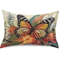 thumbnail image 1 of GZHJMY Satin Pillowcase for Hair and Skin Breathable Slip-Cool, Wrinkle-Resistant Soft and Smooth 20x26In Single Side Envelope Opening Without Zipper Butterfly Leaves Flowers, 1 of 7