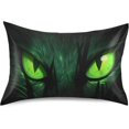 thumbnail image 1 of GZHJMY Satin Pillowcase for Hair and Skin Breathable Slip-Cool, Wrinkle-Resistant Soft and Smooth 20x30In Single Side Envelope Opening Without Zipper Green Cat Eyes, 1 of 7
