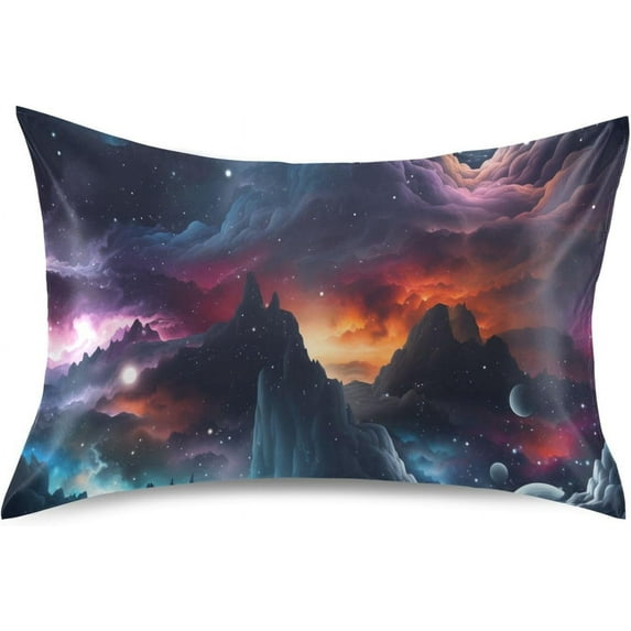 GZHJMY Satin Pillowcase for Hair and Skin Breathable Slip-Cool, Wrinkle-Resistant Soft and Smooth 20x30In Single Side Envelope Opening Without Zipper Mountain Sky