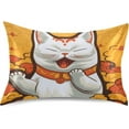 thumbnail image 1 of GZHJMY Satin Pillowcase for Hair and Skin Breathable Slip-Cool, Wrinkle-Resistant Soft and Smooth 20x40In Single Side Envelope Opening Without Zipper Cat Standing, 1 of 7