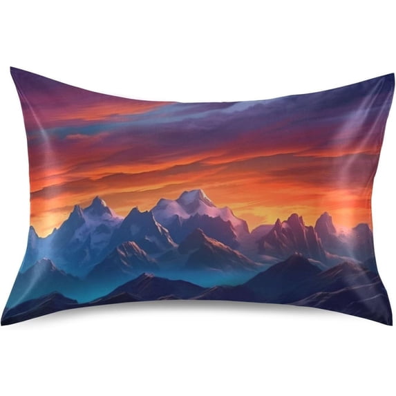 GZHJMY Satin Pillowcase for Hair and Skin Breathable Slip-Cool, Wrinkle-Resistant Soft and Smooth 20x40In Single Side Envelope Opening Without Zipper Colord Mountain