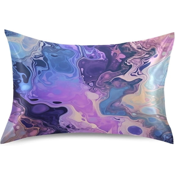 GZHJMY Satin Pillowcase for Hair and Skin, Colorful Bubbles Cooling Pillow Case with Envelope Closure Soft Breathable Silk Satin Pillow Cover for Sleeping Queen Size 30x20 in Home Decor