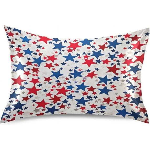 GZHJMY Satin Pillowcase for Hair and Skin, Colorful Stars Cooling Pillow Case with Envelope Closure Soft Breathable Silk Satin Pillow Cover for Sleeping King Size 40x20 in Home Decor