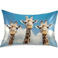 thumbnail image 1 of GZHJMY Satin Pillowcase for Hair and Skin, Funny Giraffes Cooling Pillow Case with Envelope Closure Soft Breathable Silk Satin Pillow Cover for Sleeping King Size 40x20 in Home Decor, 1 of 7