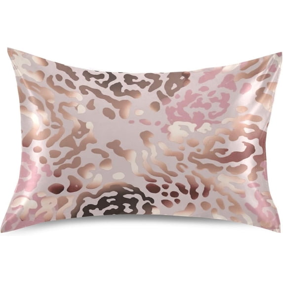 GZHJMY Satin Pillowcase for Hair and Skin, Pink Leopard Cooling Pillow Case with Envelope Closure Soft Breathable Silk Satin Pillow Cover for Sleeping Queen Size 30x20 in Home Decor
