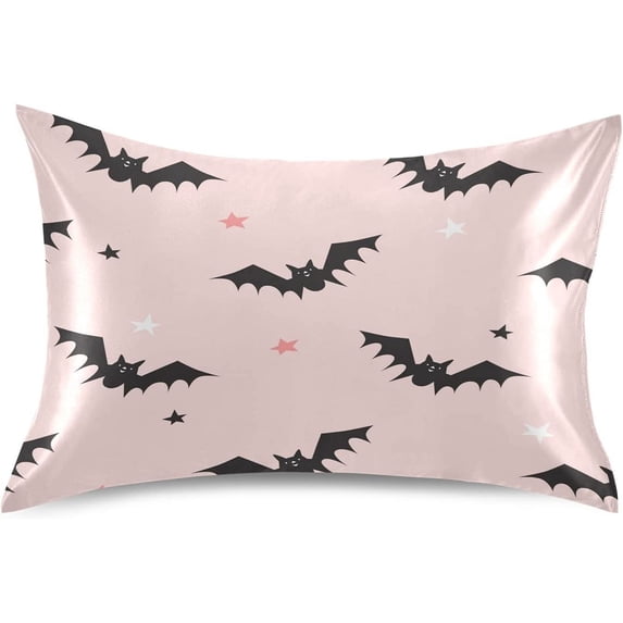 GZHJMY Satin Pillowcase, Satin Pillow Cases with Envelope Closure Queen Size 20x30 Inches for Hair and Skin - Halloween Bats Textures Home Decor