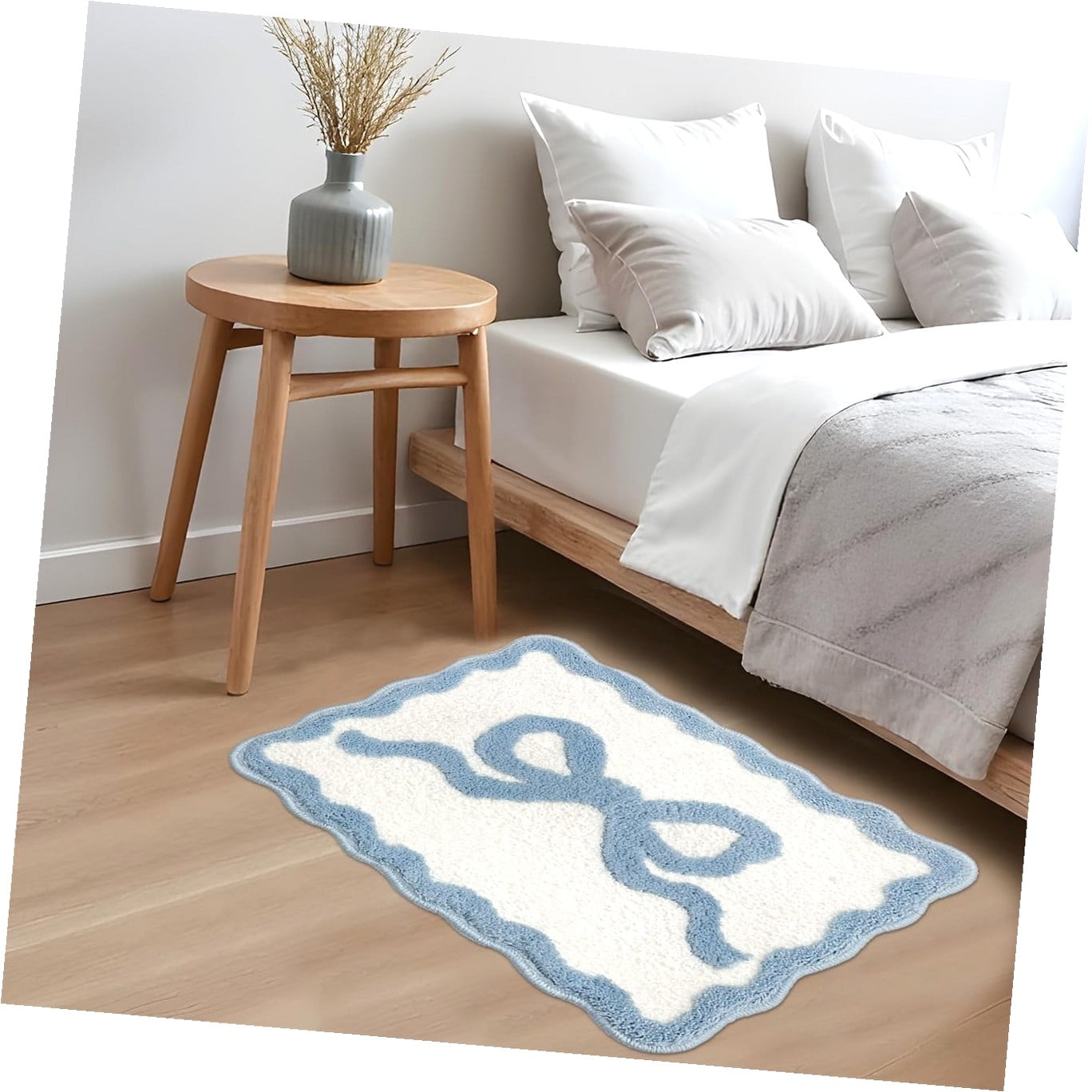 GZHJMY Scalloped Bow Bathroom Rugs Rug Microfiber Water Absorbent ...