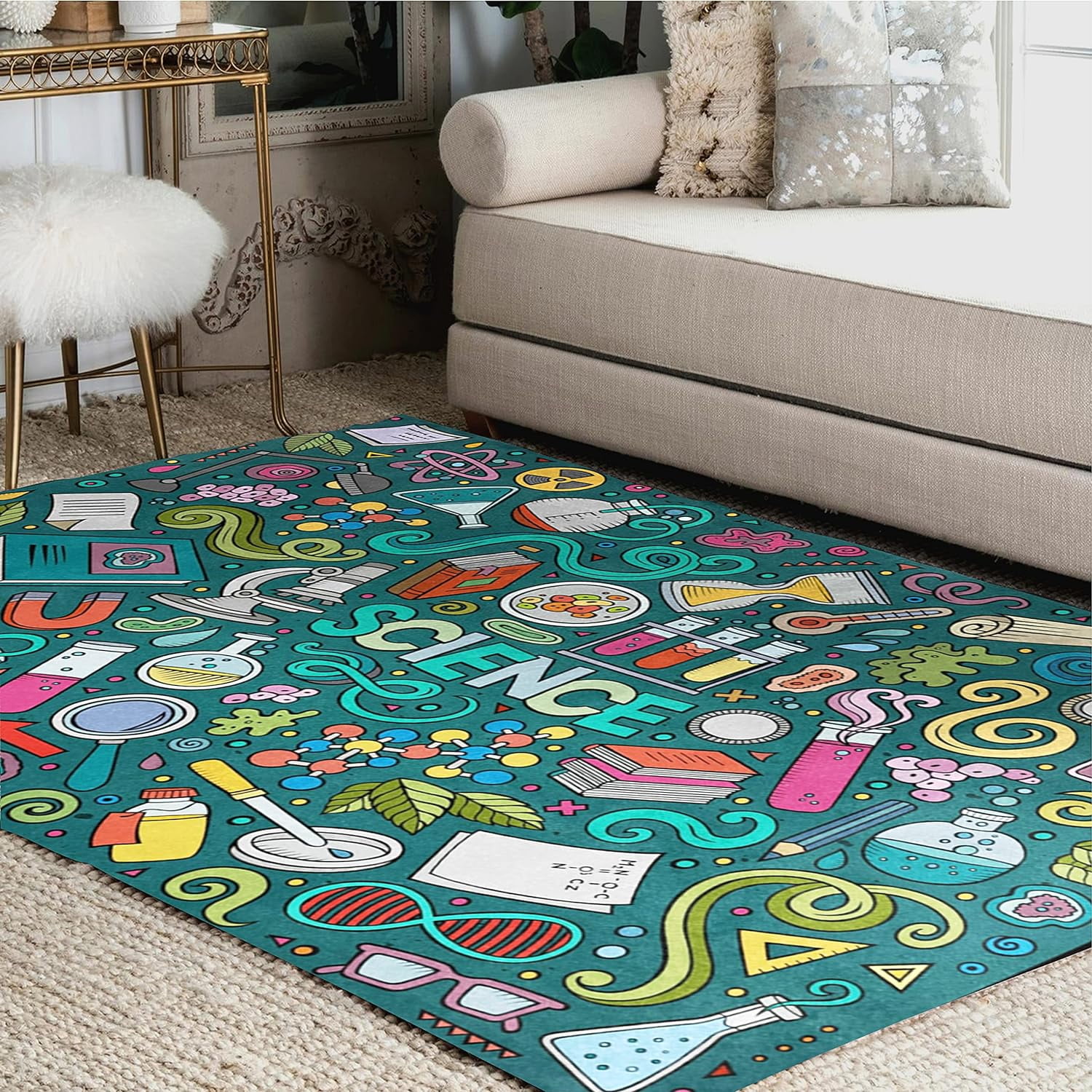 GZHJMY Science Chemistry Area Rug Living Room Rugs - 5'3