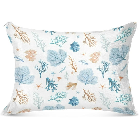 GZHJMY Sea Life Corals Queen Pillowcase Super Soft Cozy Plush Pillow Case with Zipper for Sofa Bed Couch, 20 x 30 Inch