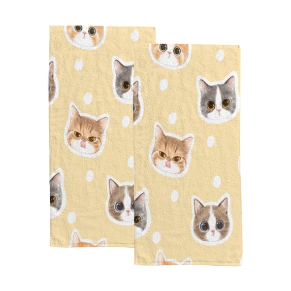 GZHJMY Seamless Pattern with Cute Cat Face, Bath Shower Towels Set of 2 for Bathroom -Soft Microfiber Hand Towel Absorbent Soft Decorative Face Towel for Kids 30 x 15 inch