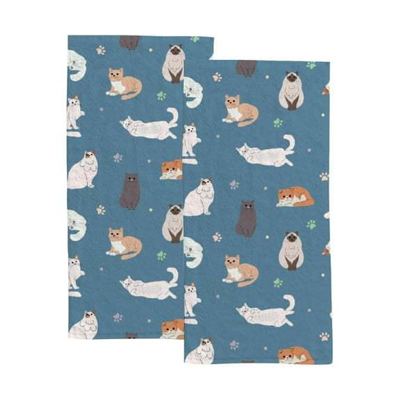 GZHJMY Seamless childish pattern with cats and paws, Bath Shower Towels Set of 2 for Bathroom -Soft Microfiber Hand Towel Absorbent Soft Decorative Face Towel for Kids 30 x 15 inch