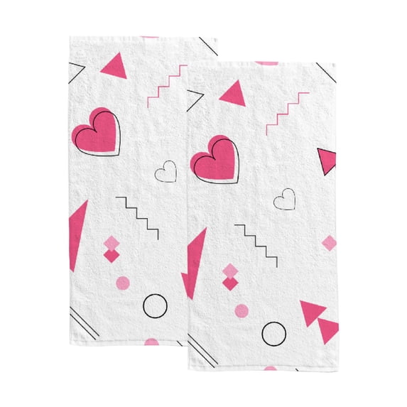 GZHJMY Seamless pattern of hearts, Bath Shower Towels Set of 2 for Bathroom -Soft Microfiber Hand Towel Absorbent Soft Decorative Face Towel for Kids 30 x 15 inch