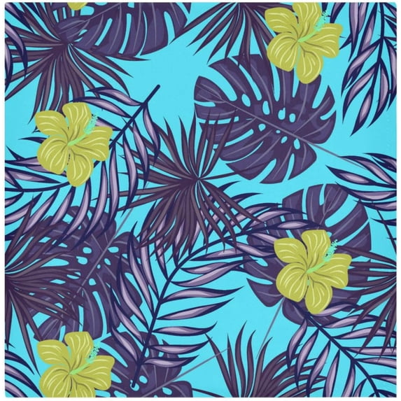GZHJMY Set of 1 Beautiful Tropical Plants Palm Leaves Flowers Satin Napkin Square 20 Inches Table Napkins Soft Smooth Decorative Napkins for Wedding Banquet Party Decoration
