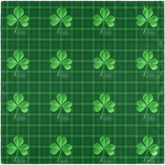 GZHJMY Set of 1 Irish Shamrock Clover On Green Plaid Pattern for St Patricks Day Cloth Napkins Washable Polyester Dinner Napkins 20"X20" for Dining Table Wedding Party Fall Holidays