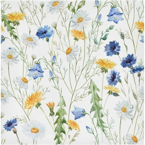 GZHJMY Set of 1 Watercolor Wildflowers Pattern Satin Napkin Square 20 Inches Table Napkins Soft Smooth Decorative Napkins for Wedding Banquet Party Decoration