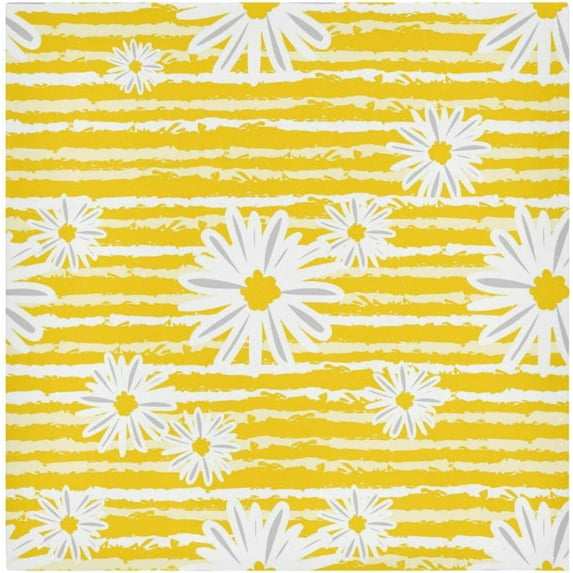 GZHJMY Set of 6 Cute Daisy Chamomiles Flowers Floral Yellow and White Stripes Satin Napkin Square 20 Inches Table Napkins Soft Smooth Decorative Napkins for Wedding Banquet Party Decoration