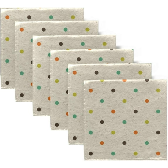 GZHJMY Set of 6 Retro Multicolor Polka Dot On Vintage Paper Texture Cloth Napkins Washable Polyester Dinner Napkins 20"X20" for Dining Table Wedding Party Fall Holidays