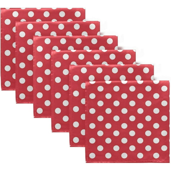 GZHJMY Set of 6 Retro Vintage Red Polka Dot Cloth Napkins Washable Polyester Dinner Napkins 20"X20" for Dining Table Wedding Party Fall Holidays