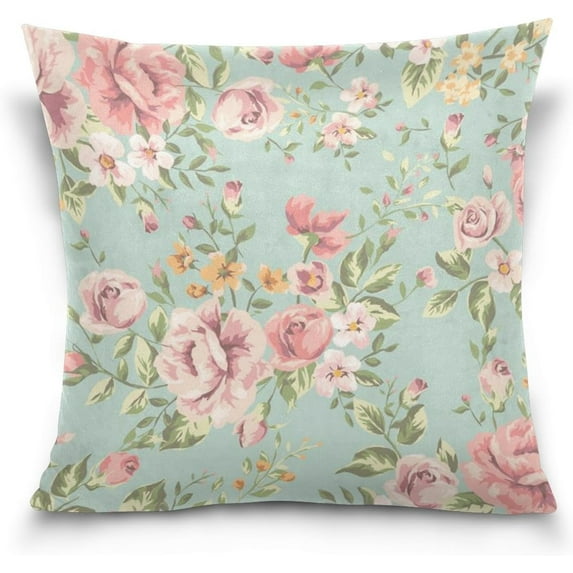 GZHJMY Shabby Chic Pink Floral Cushion Pillowcase,Sofa Bed Pillow Case Cover(20x20inch) Twin Sides Home Decor