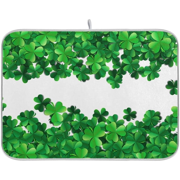 GZHJMY Shamrock Leaves St. Patrick's Day Absorbent Dish Drying Mat Microfiber Kitchen Countertop Table Protector Multi-Purpose Counter Rack Sink Drainer Pad (16" x 18")