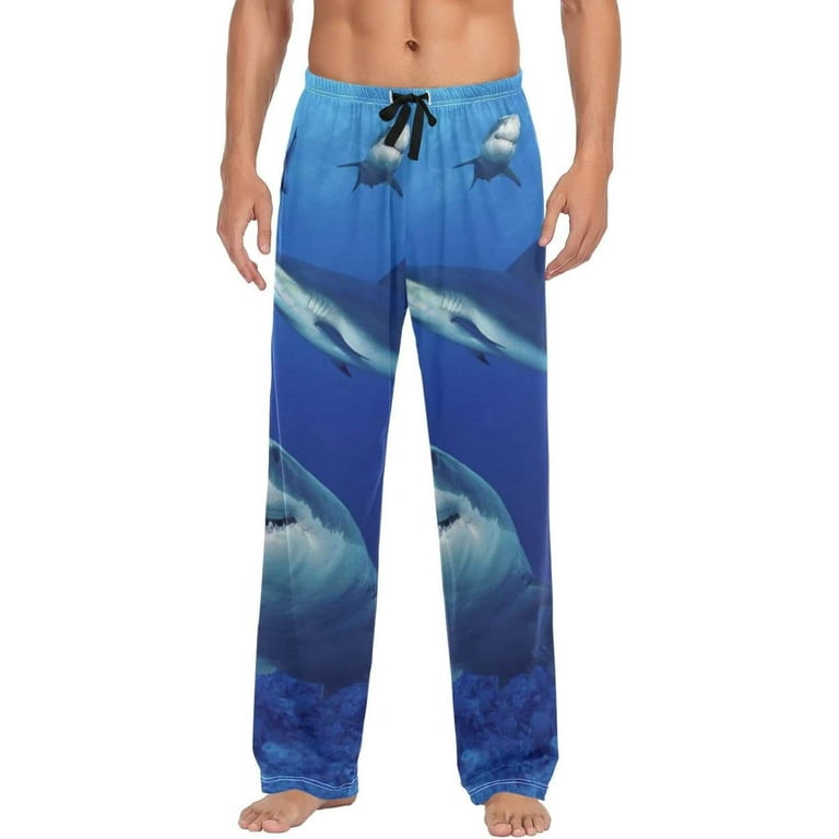 GZHJMY Shark Pajama Pants for Men Lounge Pants Lightweight Men Pajama Bottoms with Drawstring Pockets Christmas New Year Birthday Gifts Small