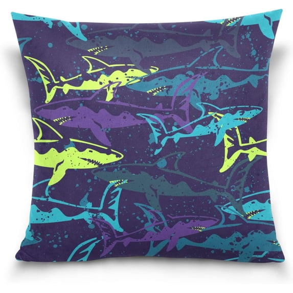 GZHJMY Shark Pillow Cover 20 x 20 Inch, Soft Decorative Cushion Case Square Throw Pillow Cover for Sofa Living Room Couch Home Decor